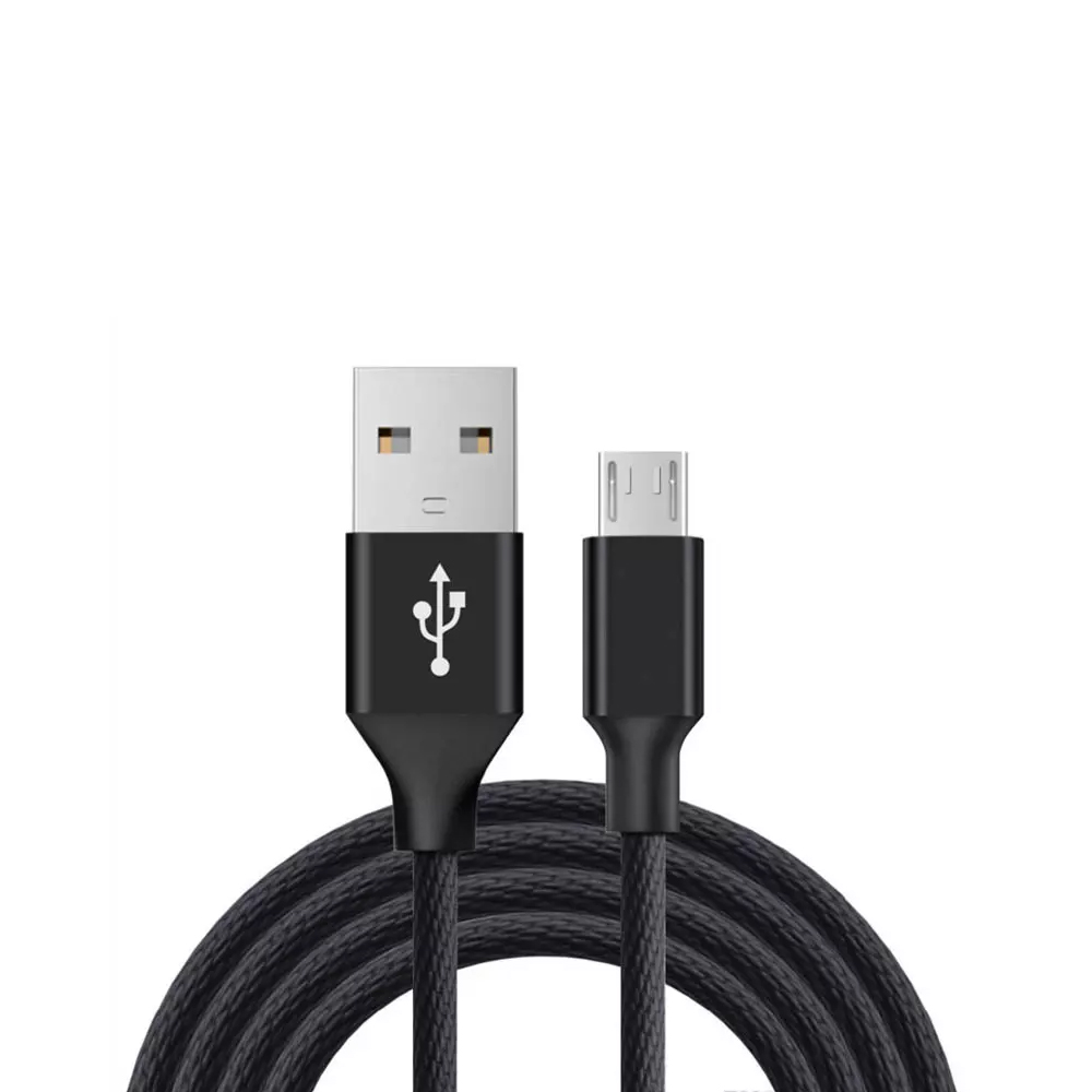 CABLE MICRO USB ALUMINIO TRENZADO 1m NEGRO NYLON CARGA RAPIDA