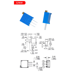 1x Potenciometro Multivuelta 5K ohm 3296-W 0,5w resistencia variable PCB