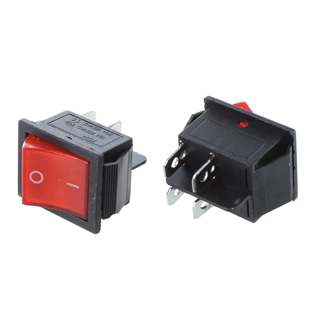 INTERRUPTOR 4 PIN ON OFF CON LUZ ROJO 220V RECTANGULAR KCD4 SPST 16A 220V - Imagen 3