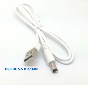 CABLE DE ALIMENTACIÓN USB 2.0 MACHO A DC 5.5 x 2.1MM blanco