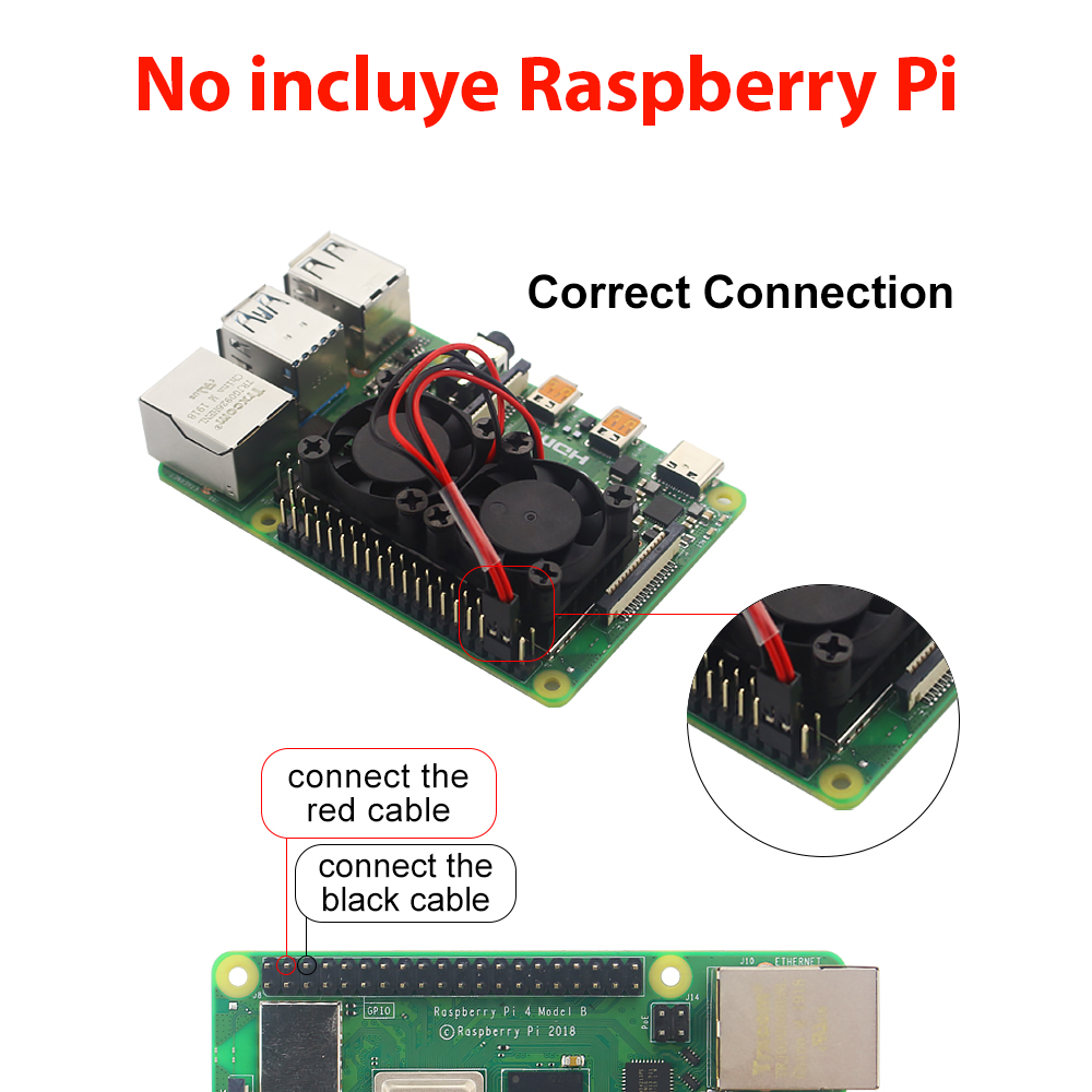 Ventilador doble de refrigeración Dual con disipador de calor para Raspberry Pi RPi 4 4B - Imagen 2