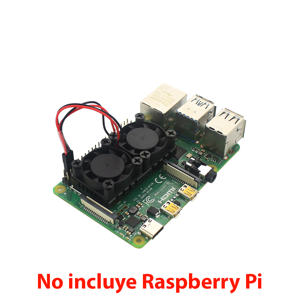 Ventilador doble de refrigeración Dual con disipador de calor para Raspberry Pi RPi 4 4B - Imagen 3