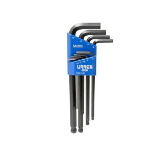 Juego de llaves hexagonales tipo “L”, métricas, punta de bola, 9 piezas Urrea 4996