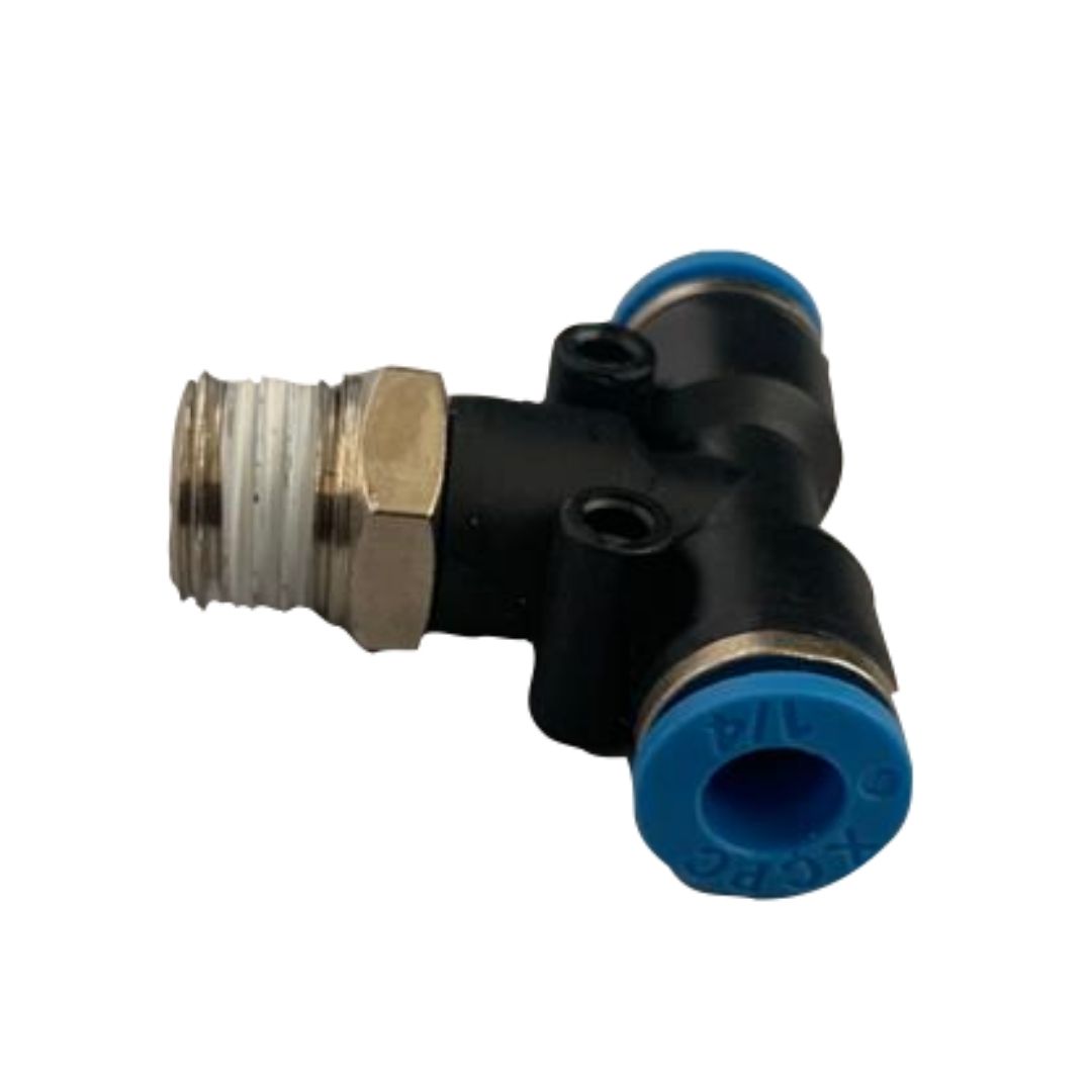 TEE PLASTICO COMBINADA 1/4 ACOPLE RAPIDO X 1/4 ACOPLE RAPIDO X 1/4 M/NPT - Imagen 2