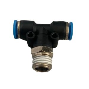 TEE PLASTICO COMBINADA 1/4 ACOPLE RAPIDO X 1/4 ACOPLE RAPIDO X 1/4 M/NPT