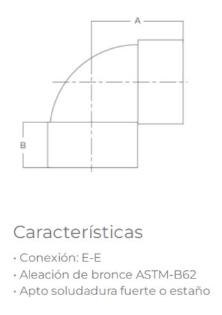 BRONCE COLORADO – CODO A 90 ENCHUFE – SF 76 MM – COHUI - Imagen 2