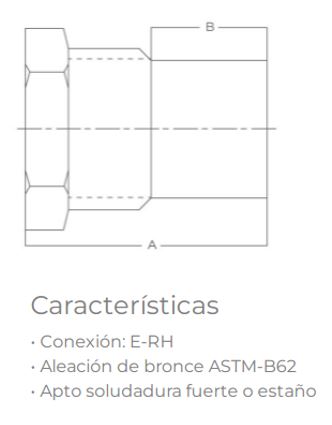 BRONCE COLORADO – TUBO HEMBRA RED ENCHUFE – SF 13 MM X R 9 MM – COHUI - Imagen 2