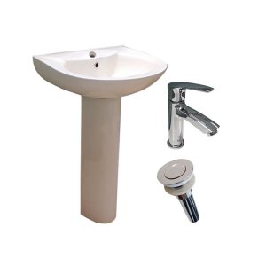 LAVABO DREAMLINE #PB-M809A PED. BONE + (GRIFO FT-9909Z + DESAGUE #PUA133)
