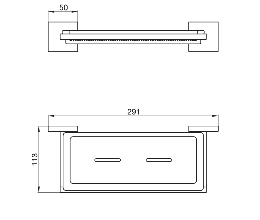 FV 168.01R/85V CR REPISA JABONERA RECTANG.DE VIDRIO X 24 CM DOMINIC - Imagen 2