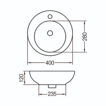 FERRUM – BACHA TORI REDONDA 40 CM BCA. 1 AG / L326K-B (TOR-BH-057-BL) - Imagen 2