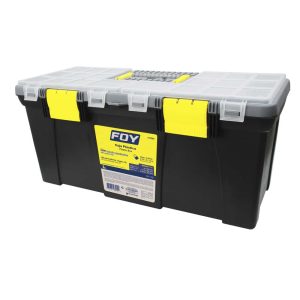 Caja portaherramientas plástica con broches plásticos y organizador 22″ x 10″ x 10″ Foy 143202