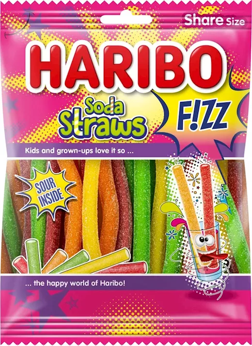 Haribo Soda Straws Fizz (18 x 180g zakje NL)
