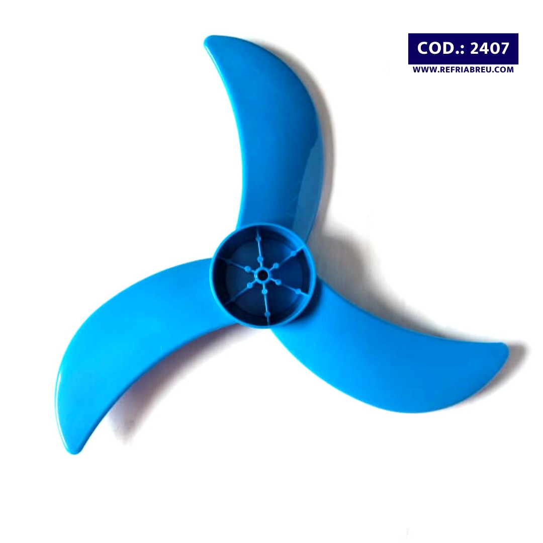 ASPA PLASTICO ABANICO UNIVERSAL 3 ALAS-PEQUEÑA 16 PULGADAS EJE REDONDO AZUL - Imagen 2