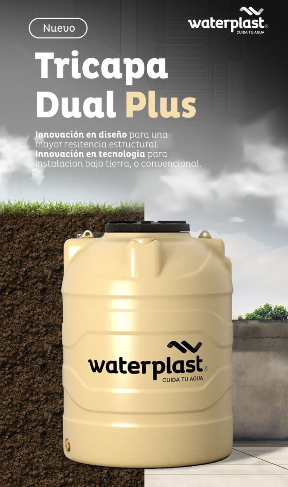 WATERPLAST – TANQUE TRICAPA SOPLADO X 300 LTS (TS300) - Imagen 3