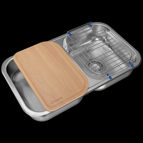 JOHNSON – C28/18 – PILETA DOBLE PEGAR 59.8 X 34 X 18 AC PUL 304 - Imagen 3