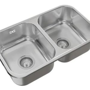 JOHNSON – C28/18 – PILETA DOBLE PEGAR 59.8 X 34 X 18 AC PUL 304