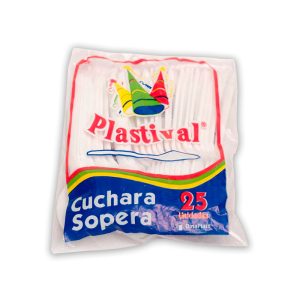CUCHARA DESECHABLE GRANDE PLASTIVAL (25 PZS)