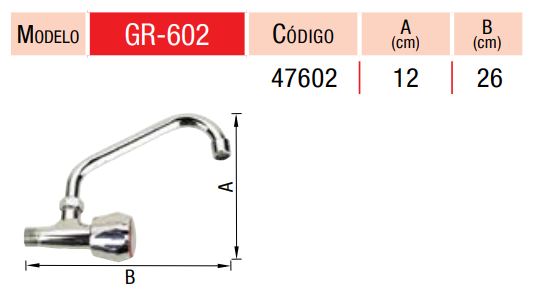LATYN VALFORTE – GRIF COCINA P/PARED P/MOVIL ALTO – 1 AGUA CR | GR-602 - Imagen 2