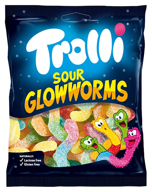 Trolli Zure Gloeiwormen (24 x 100g)
