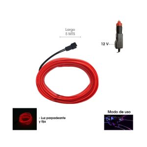 LUZ LED P/CARRO ROJO SMARTWIRE 5 MTS C/FUNCIONES CD-172201B