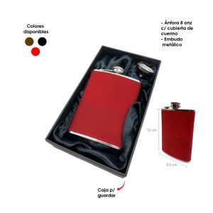 ANFORA ACERO INOXIDABLE FORRO CUERINA EMBUDO Y CAJA 8 ONZAS 6310B-8