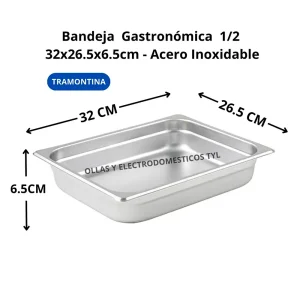Bandeja Gastronómica 1/2 – 32×26.5×6.5 cm, Acero Inoxidable Tramontina