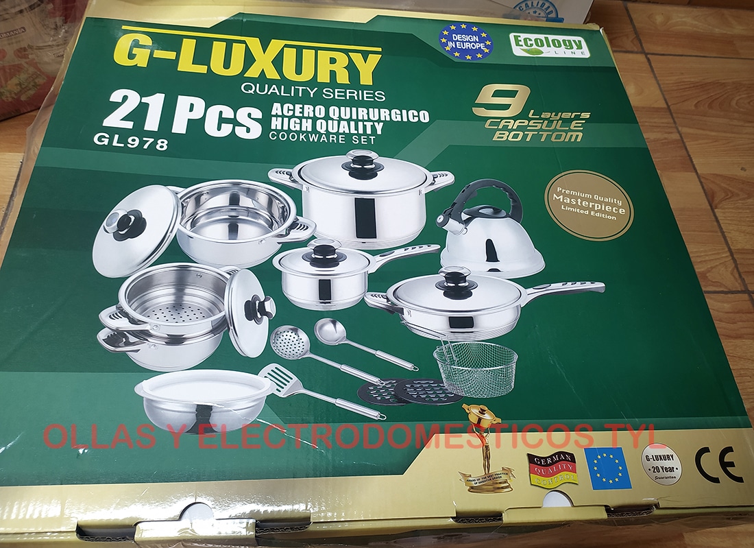 Juego de Ollas En Acero Quirúrgico G-LUXURY de 21 pcs Con Termostato / 9 Capas - Imagen 3