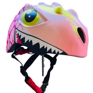 CASCO CICLISMO PARA NIÑOS – DISEÑO DINOSAURIO ROSADO