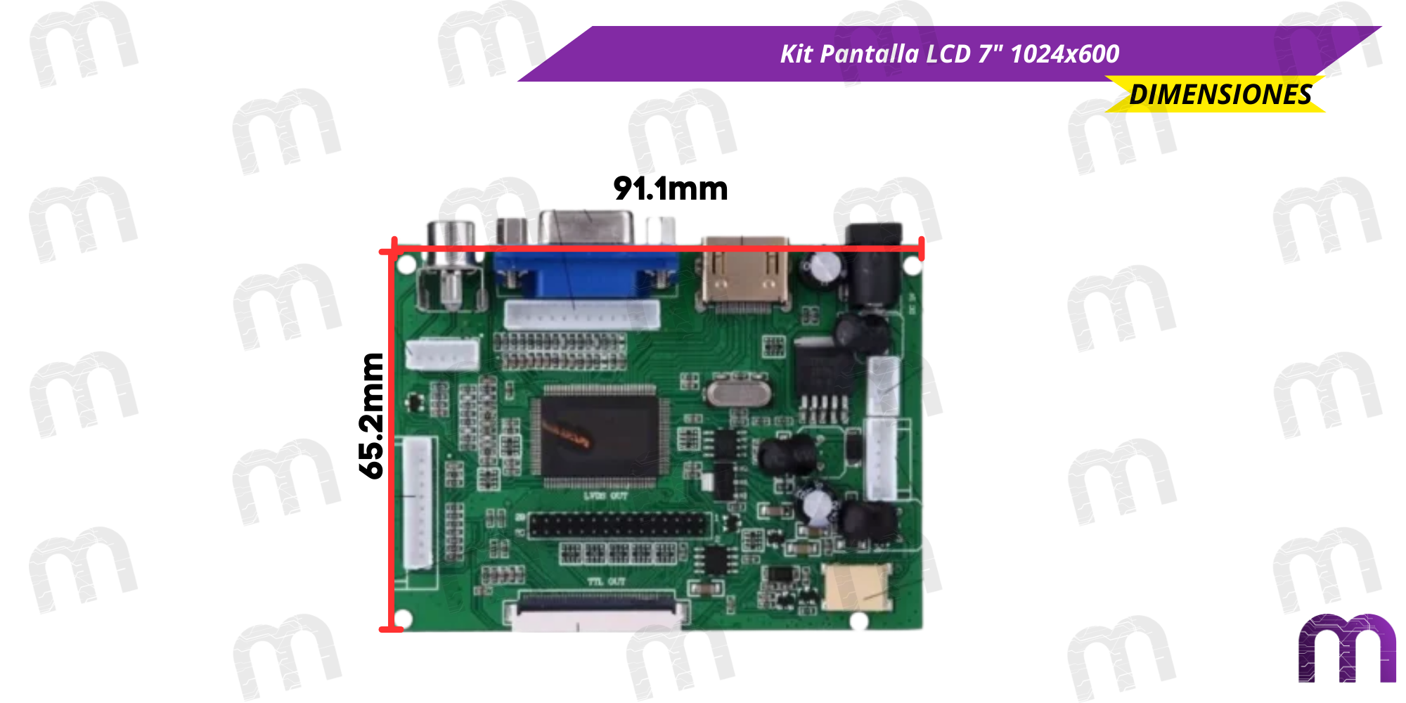 Kit Pantalla LCD 7″ 1024×600 - Imagen 3