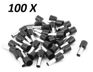 Pack 100 uds. Terminal Ferrul Negro Para cables 10-12-14-16-18 AWG