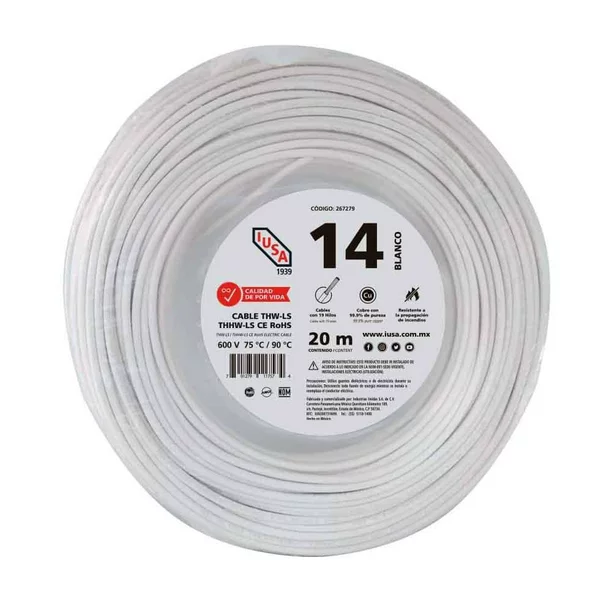 Cable cal. 14 blanco x metro Iusa - Imagen 2