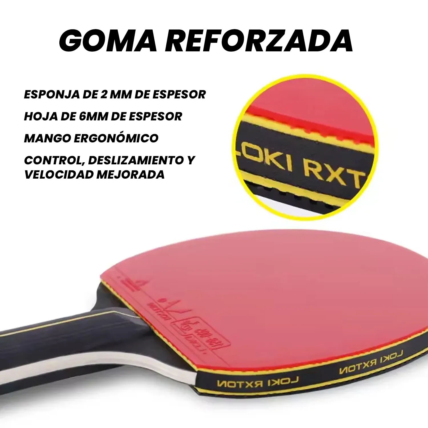 SET DE PING PONG LOKI RXTON ( 2 RAQUETAS + 1 NET + 1 ESTUCHE + 6 PELOTAS) - Imagen 6