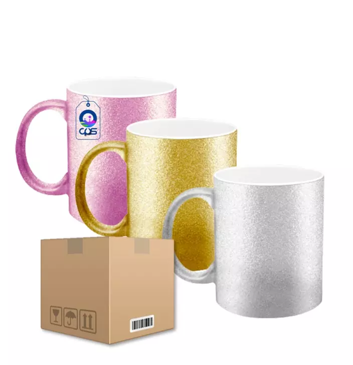 Taza de Cerámica 11oz Diamantada – Glitter Caja con 36pz