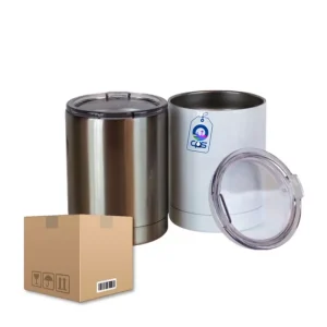 Vaso tipo Barril de Acero Inoxidable, Térmica con Tapa de 300ml (Caja con 12 piezas)