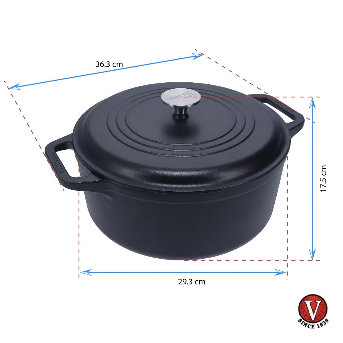 Olla Victoria de Hierro Fundido curado de 28cm-6.6L con tapa de hierro - Imagen 5