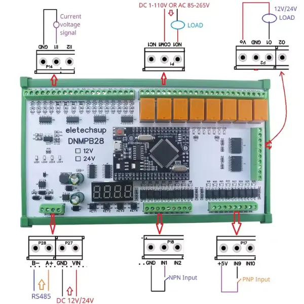 Módulo de Relé de 24V PLC MEGA 2560 PRO Riel DIN - Imagen 7