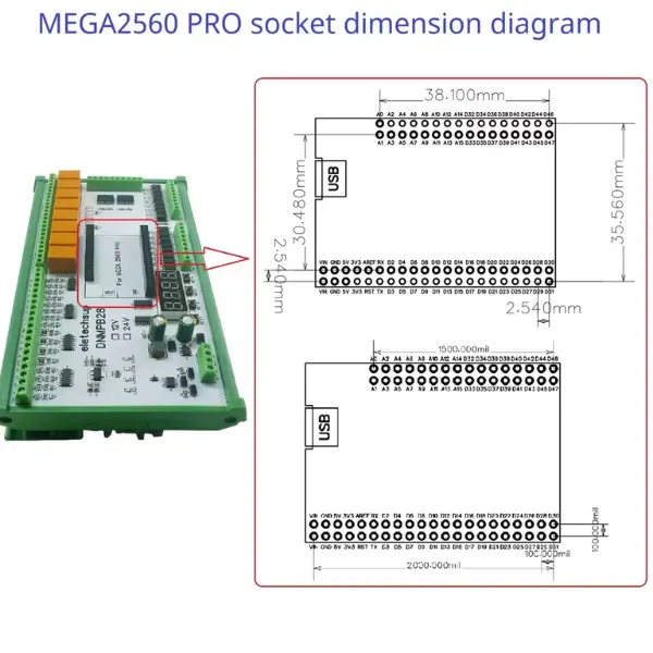 Módulo de Relé de 24V PLC MEGA 2560 PRO Riel DIN - Imagen 4